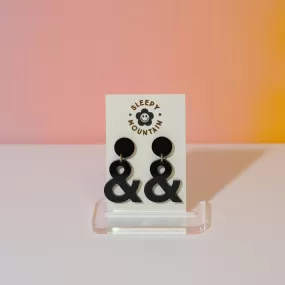 Black Ampersand Dangle Earrings