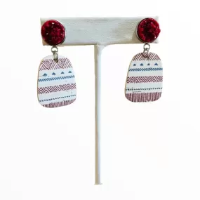 Burgundy Aztec Bell Earrings