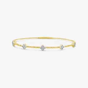 Floral Motif Diamond Flexible Bangle Bracelet