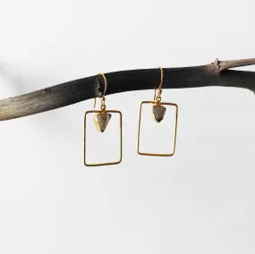 Rectangle Raw Stone Earrings