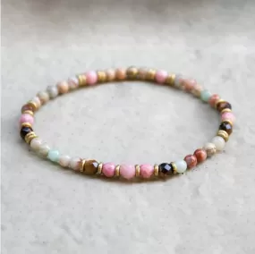 Rhodonite, Jasper Mix Single Mala Bracelet