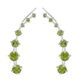 Riyo Artistic Sterling Silver Earring For Demoiselle Peridot Earring Bezel Setting Green Earring Ear Cuff Earring