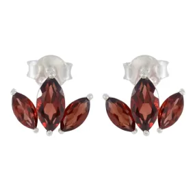 Riyo Bewitching 925 Sterling Silver Earring For Female Garnet Earring Bezel Setting Red Earring Stud Earring