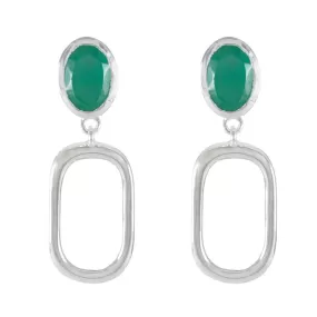 Riyo Charming Sterling Silver Earring For Wife Green Onyx Earring Bezel Setting Green Earring Stud Earring