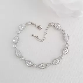 Silver Wedding Bracelet with Teardrops-Emma