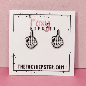 Skeleton Middle Finger Earrings