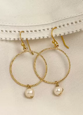 Sparkle Hoop Pearl Earrings