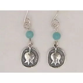 Sterling silver earrings pomegranate  dangling  boucles d'oreilles pendientes